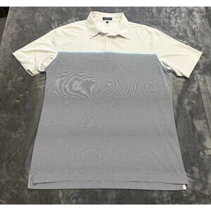 Peter Millar Polo Shirt Mens‎ XL Blue Gray Stripe Performance Crown Crafted Golf